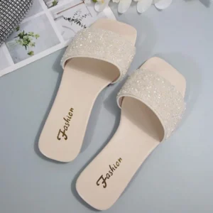 รองเท้าแตะผู้หญิงไซส์พลัส แบบแบน รีสอร์ท สไตล์ฤดูร้อน แบบเรียบง่ายใช้ได้หลากหลาย